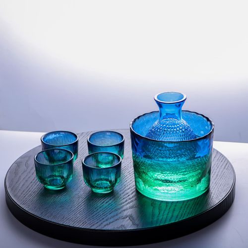 锤纹渐变清酒壶套装 日式小酒具里的匠心情怀