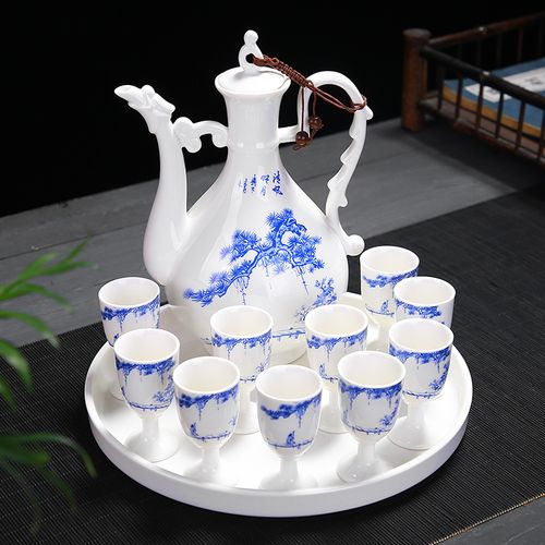 青花瓷韵 中式烈酒杯酒盅套装，品味千年酒文化